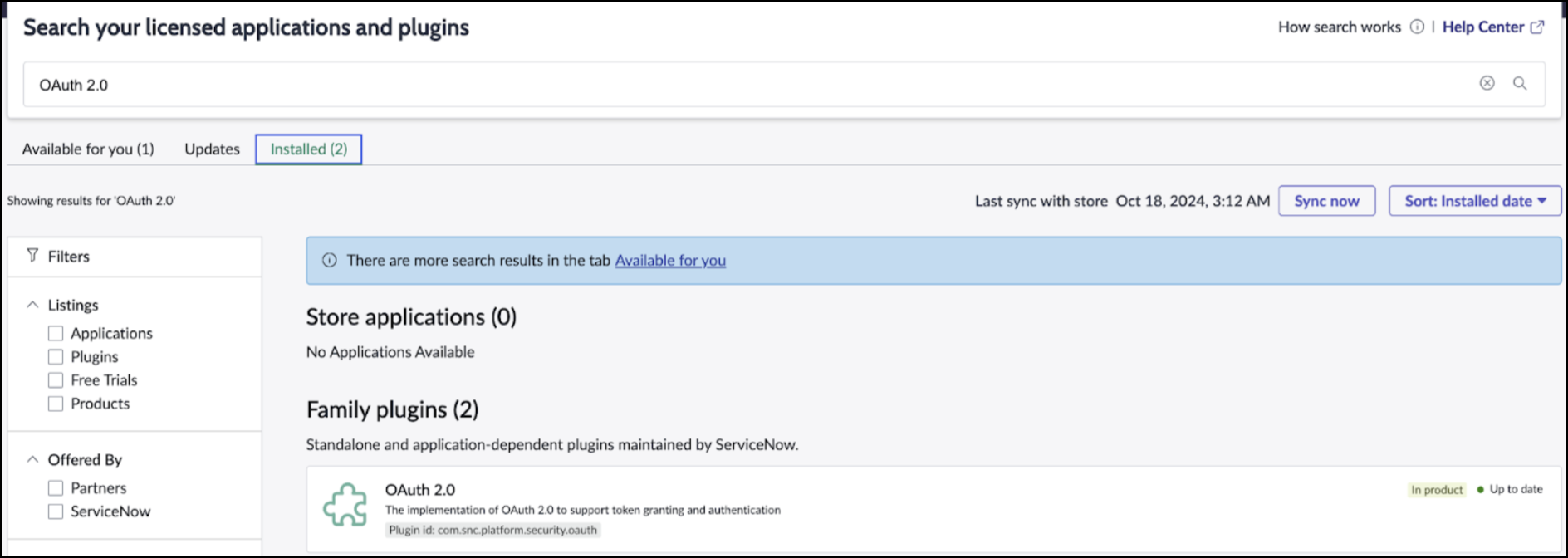 Plug-in OAuth 2.0 ServiceNow