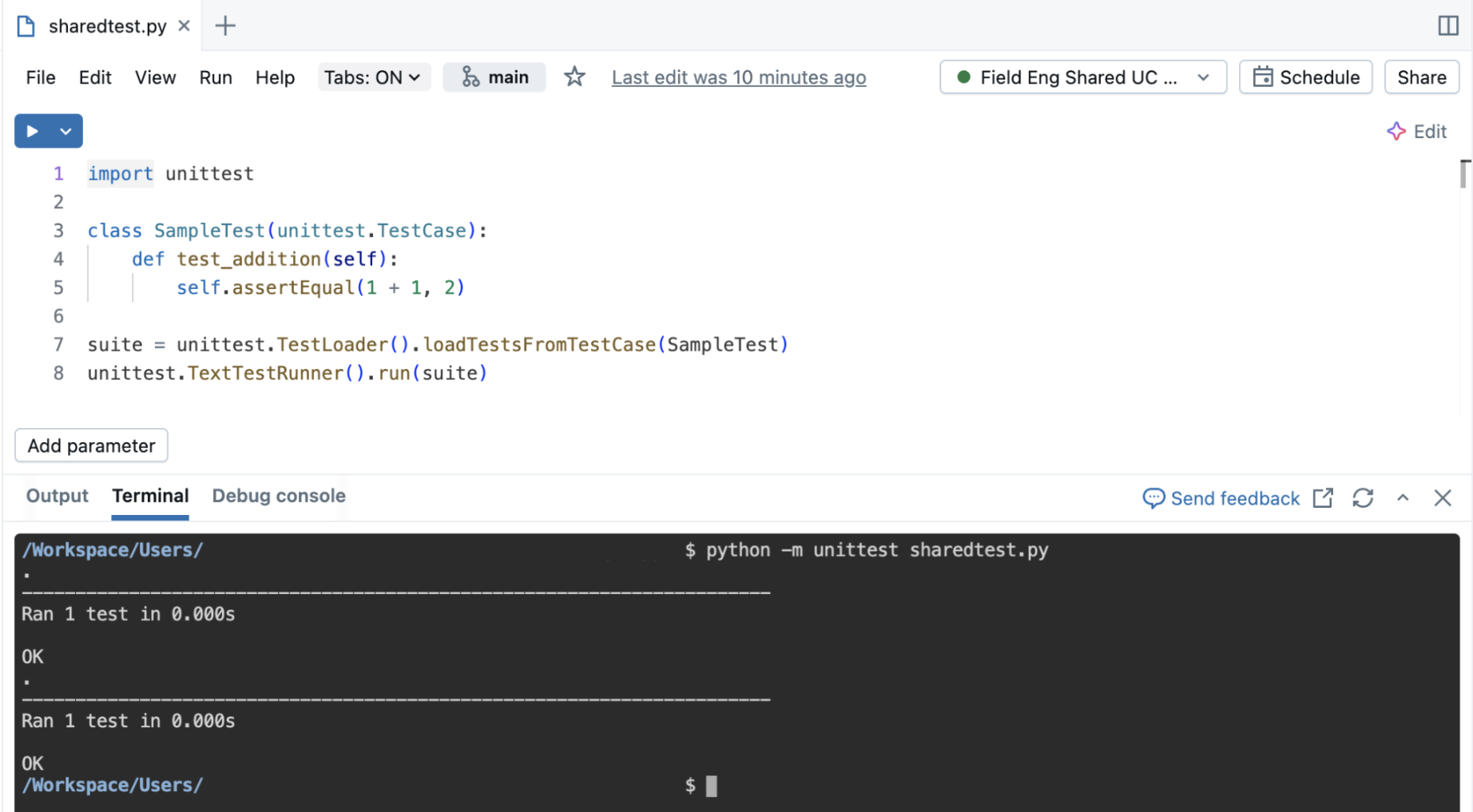 Invocation de test de dossiers Git