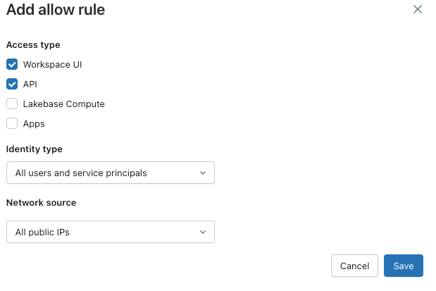 Adicione regras de permissão de entrada.