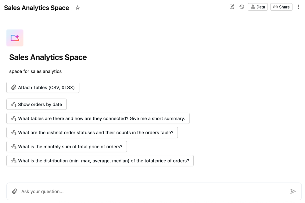 A interface de usuário do Genie Space.