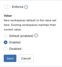 ワークスペース設定を上書きする設定を適用します。