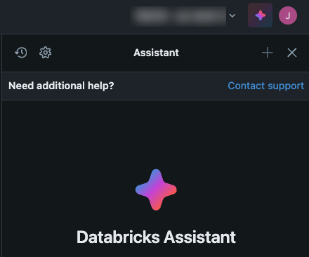 Botão de suporte de contato do Databricks Assistant