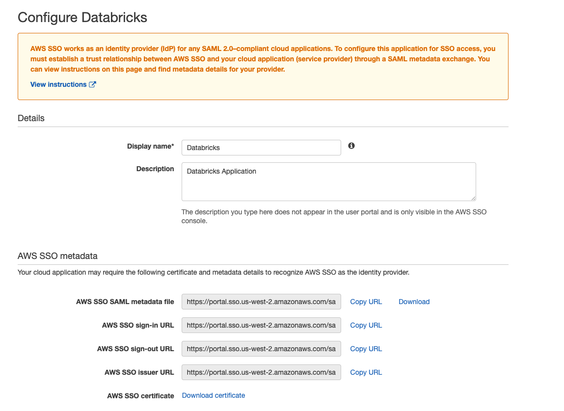 Configurar aplicativo Databricks