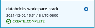 Criação da pilha de workspace do Databricks concluída