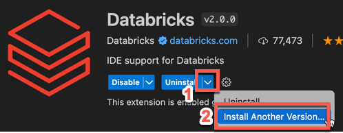 Instale outra versão da extensão