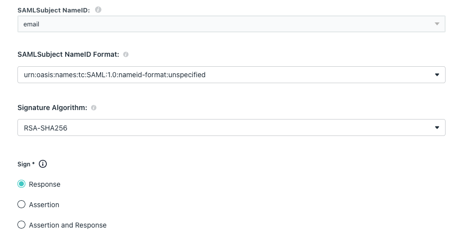 O JumpCloud configura as definições de SAML.