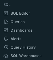 Novo grupo de tarefas SQL da barra lateral de navegação